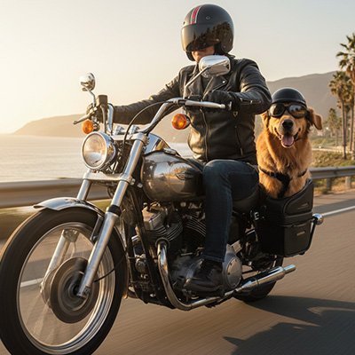 Casque moto pour chien